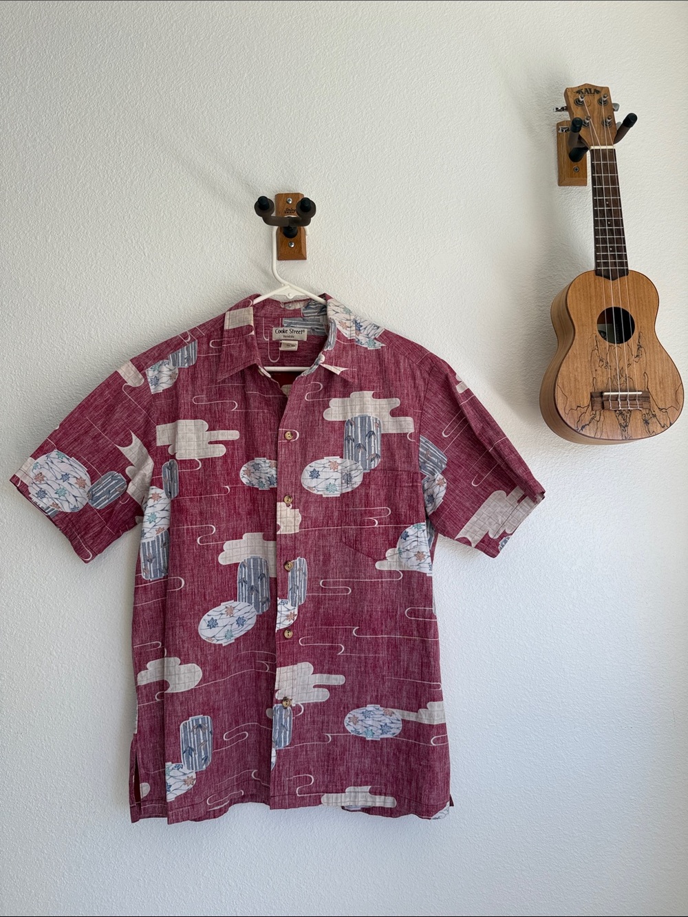 Cooke Street Honolulu Vintage Aloha Shirt L Japanese Lanterns 100% Cotton EUC
